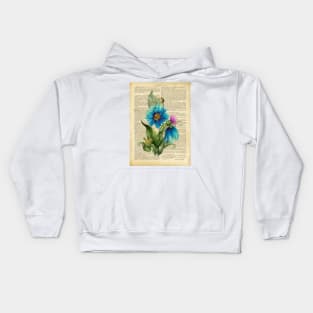 Botanical print - Blue garden flowers Kids Hoodie